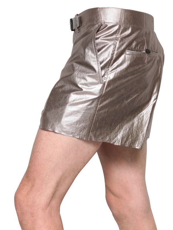 Lanvin Metallic Cotton Shorts in Metallic for Men Lyst
