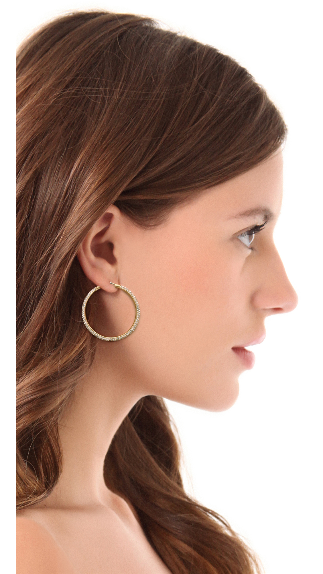 Michael Kors Pave Hoop Earrings in Metallic | Lyst