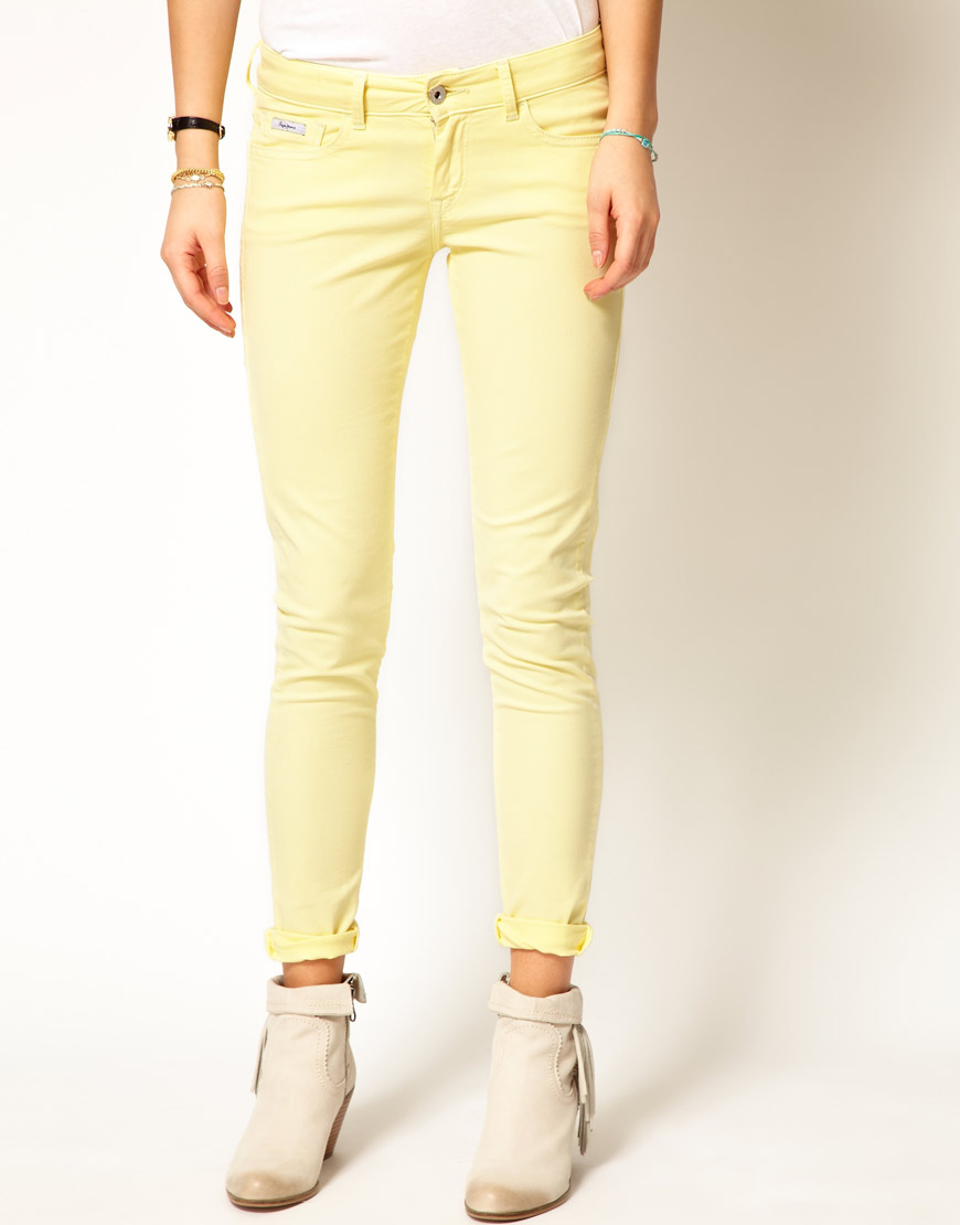 pastel yellow jeans