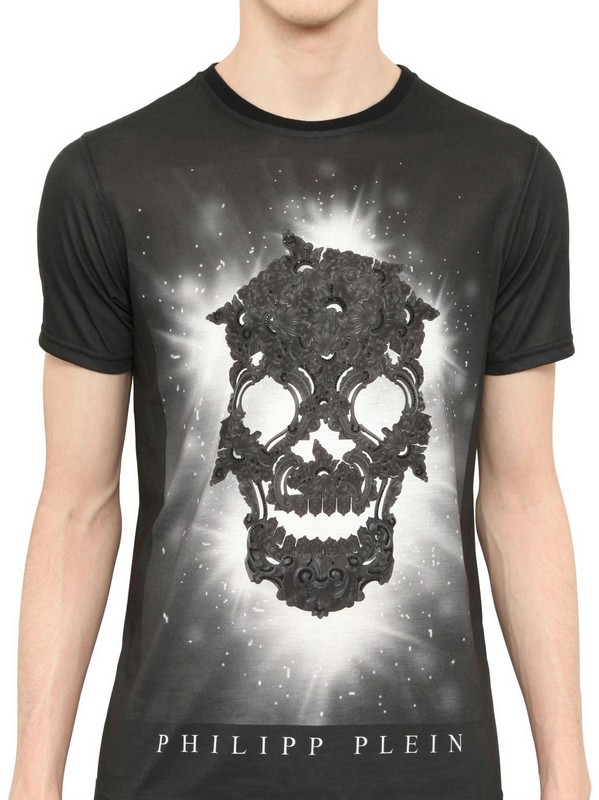 Philipp Plein Swarovski Skull Cotton Jersey Tshirt in Black for Men | Lyst