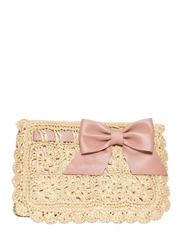 valentino raffia clutch