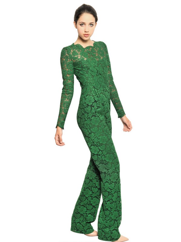 lyst valentino lace romper in green valentino cotton blend lace jumpsuit in green lyst lyst valentino lace romper in green valentino cotton blend lace jumpsuit in green lyst