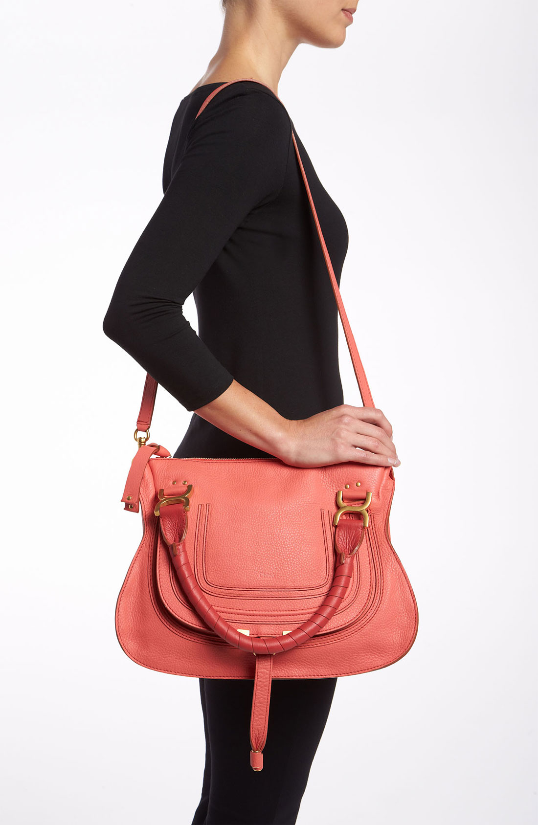 Chlo Marcie Small Leather Satchel in Pink (paradise pink) | Lyst  