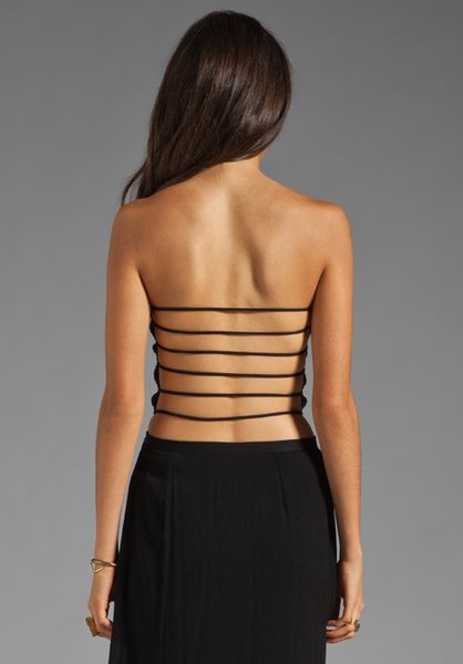 Indah Sea Smocked Spaghetti Strings Crop Top in Black | Lyst