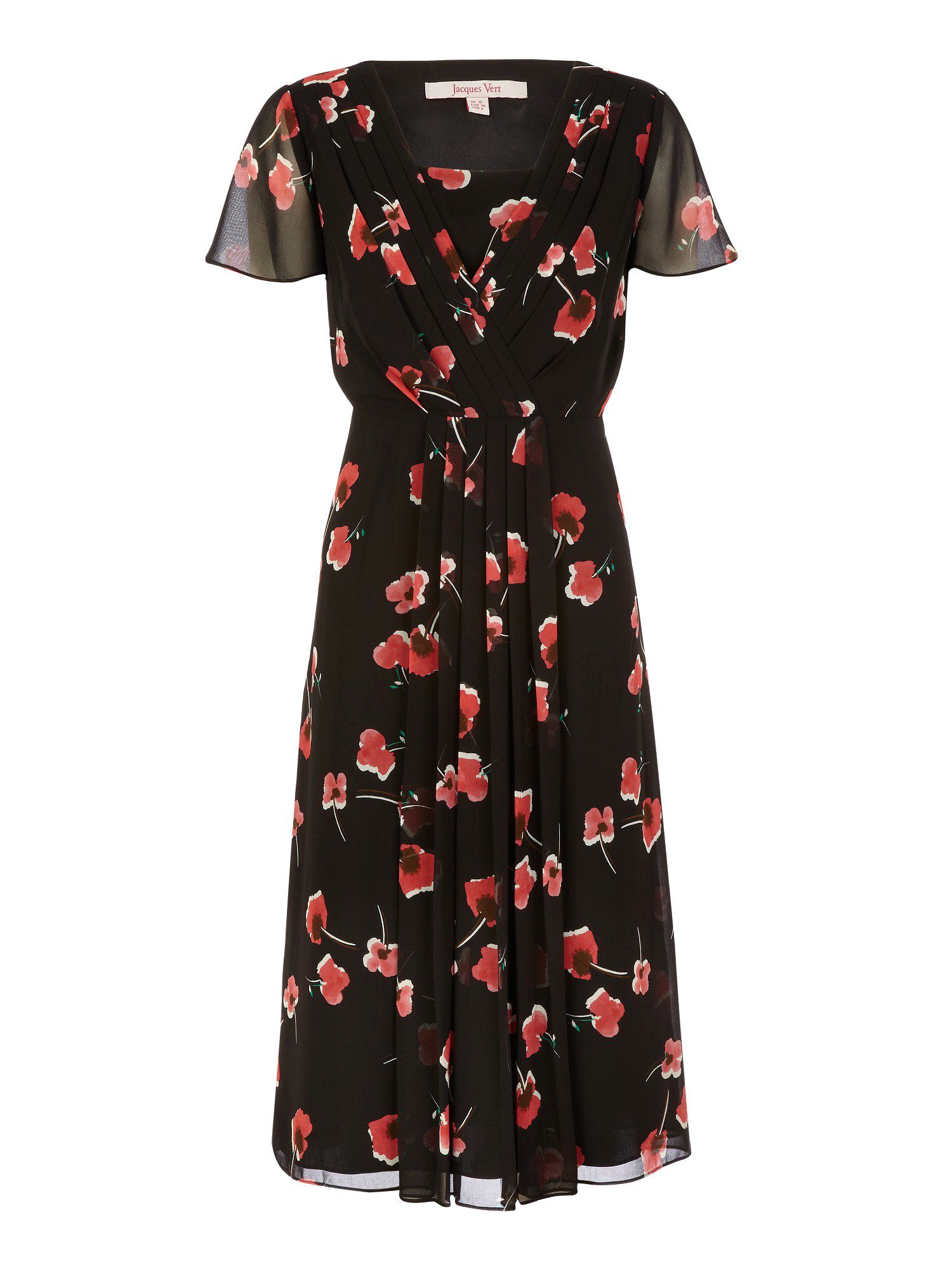 Jacques vert Poppy Print Dress in Brown (black) | Lyst
