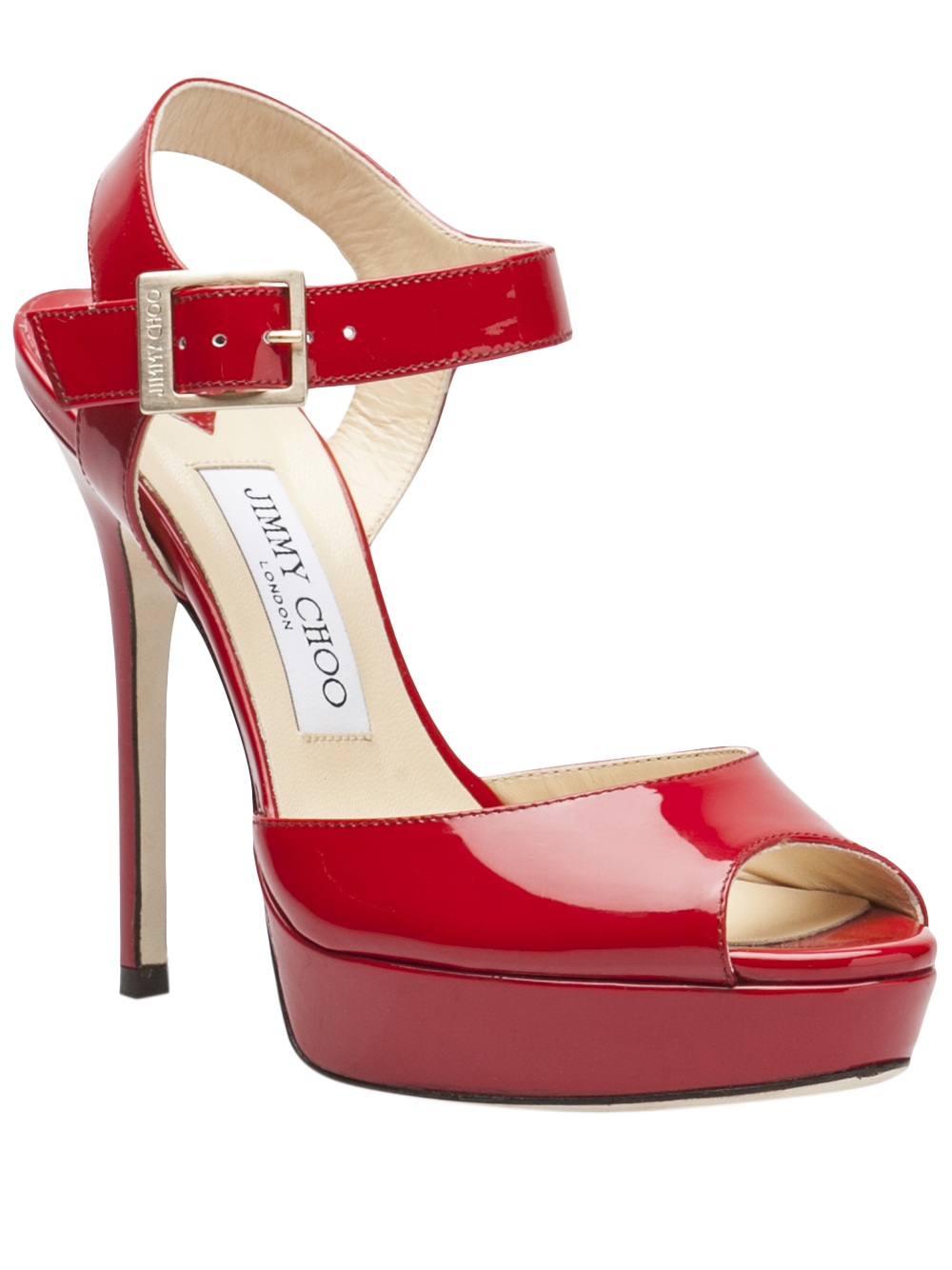 Jimmy Choo Linda Peep Toe Sandal in Red | Lyst
