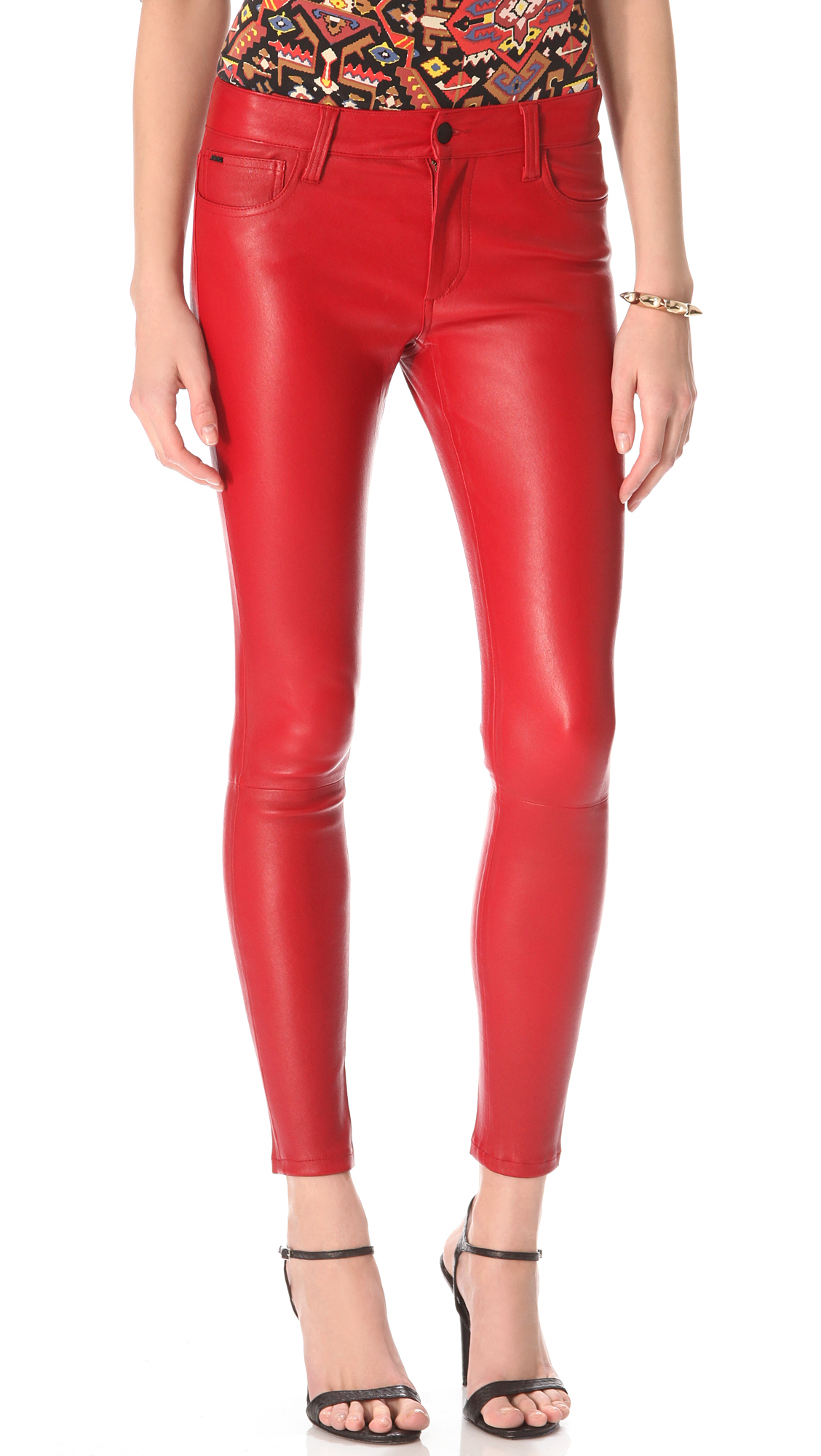 Joe's Jeans Skinny Leather Pants in Red | Lyst