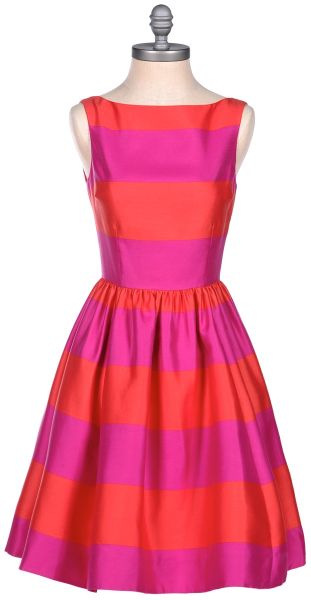 Kate Spade Striped Satin Dress in Pink (fuschia/tangerine) | Lyst