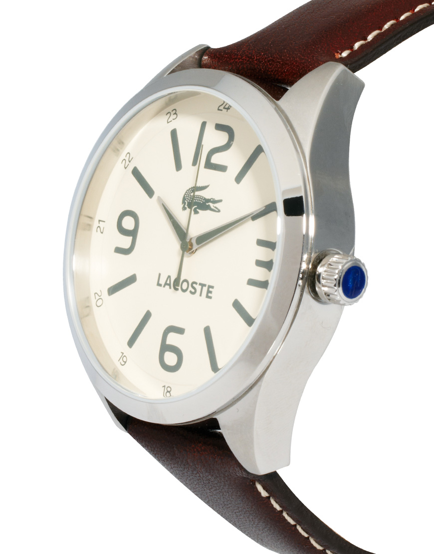 Lacoste Brown Leather Strap Watch for Men Lyst