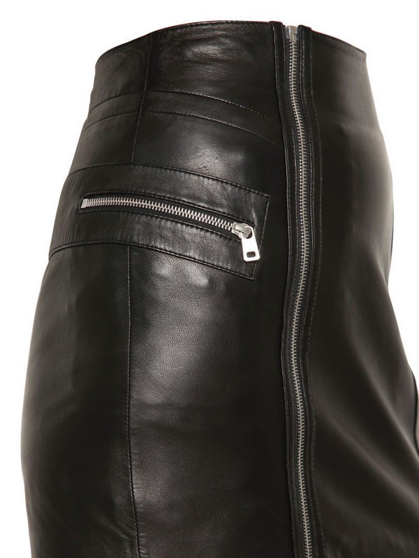 Mcq Double Zip Nappa Leather Skirt in Black | Lyst