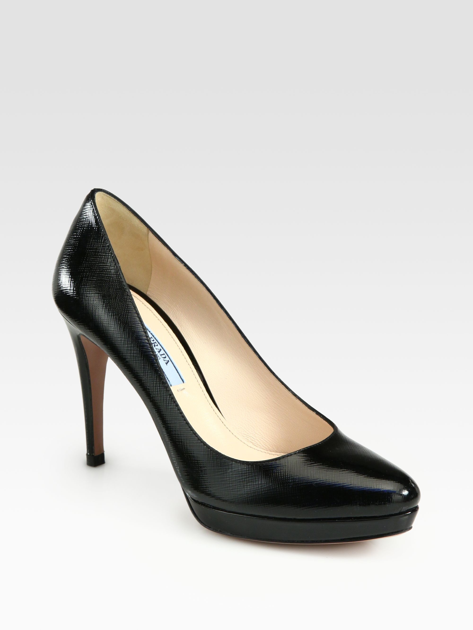 prada black patent leather pumps