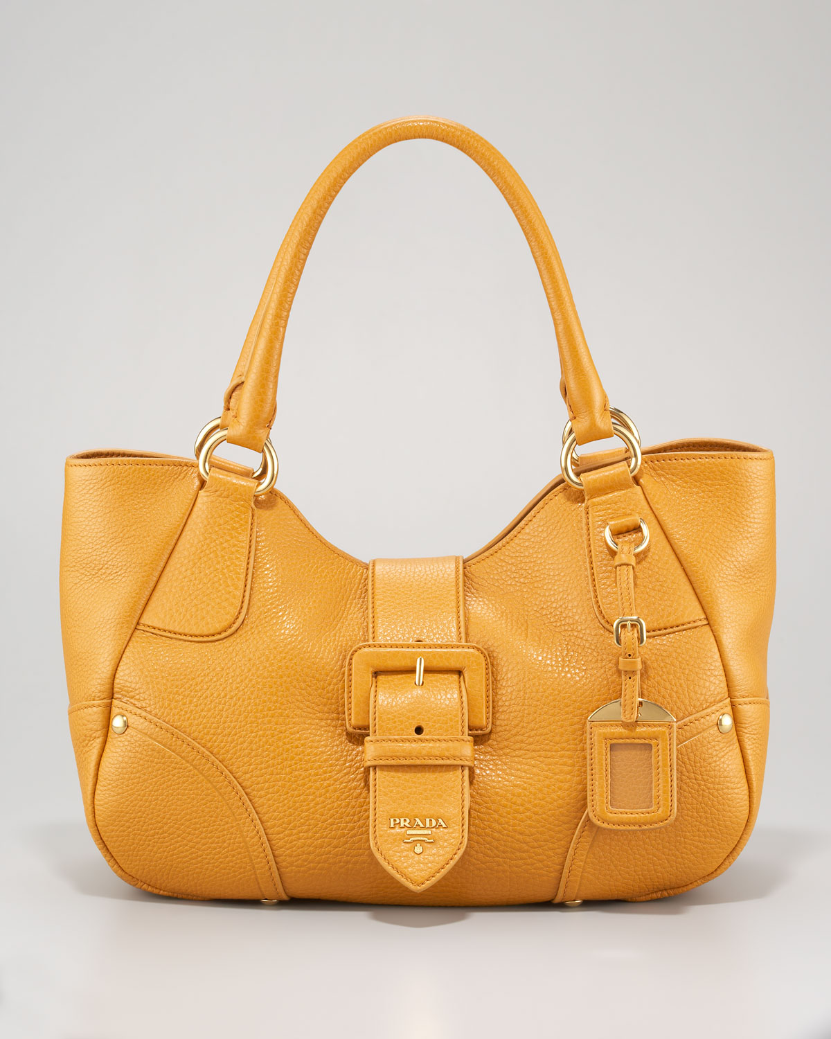 prada leather bags sale - Prada Vitello Daino Buckle Tote Bag in Orange (ocra) | Lyst