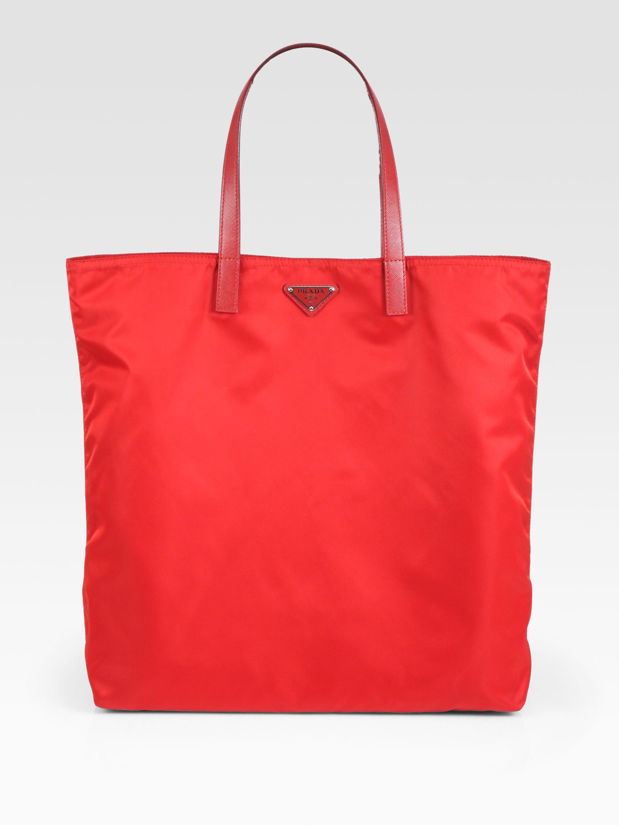Prada Vela Nylon Tote Bag in Red | Lyst