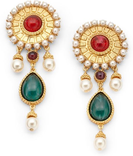 Ben Amun Byzantine Drop Earrings in Red (gold) | Lyst