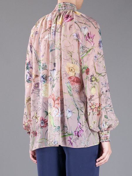 Gucci Floral Print Blouse in Pink (floral) | Lyst
