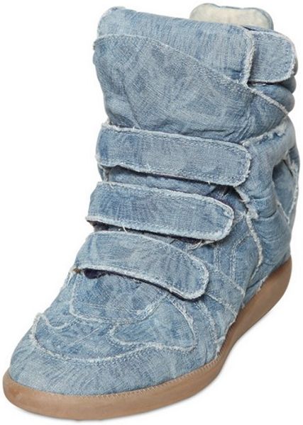 denim wedge trainers