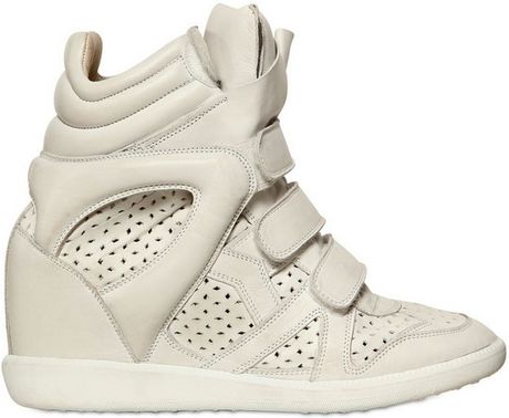 Isabel Marant Baya Calfskin Wedge Sneakers in White | Lyst