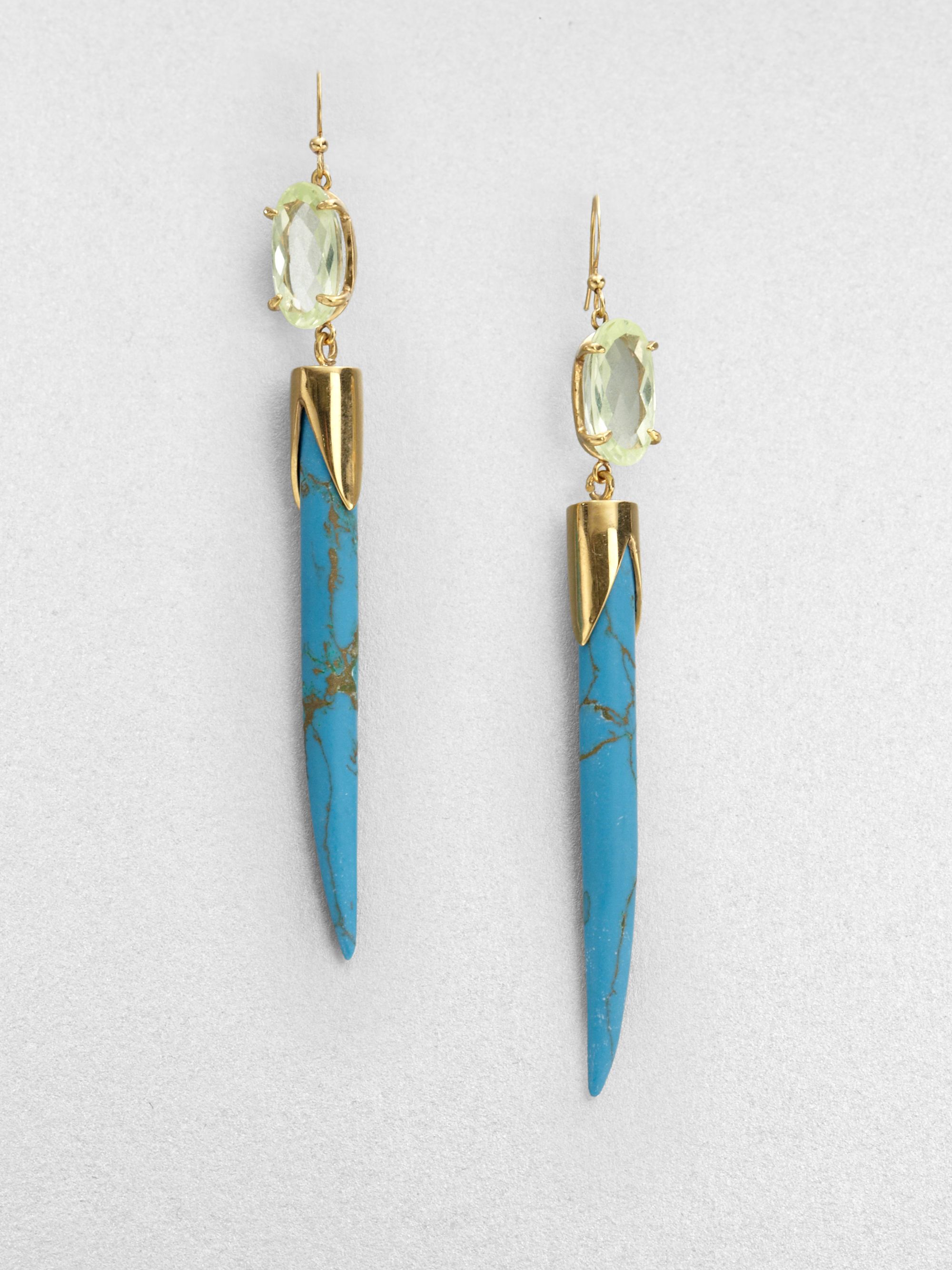 Kelly wearstler Peridot and Stone Drop Earrings in Gold