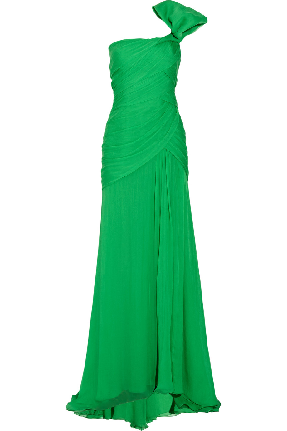 Lyst - Oscar De La Renta One-shoulder Silk-chiffon Gown in Green