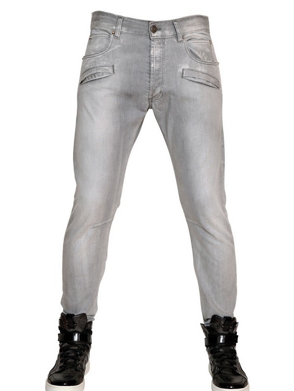 Lyst - Balmain Used Wash Cotton Denim Jeans in Gray for Men