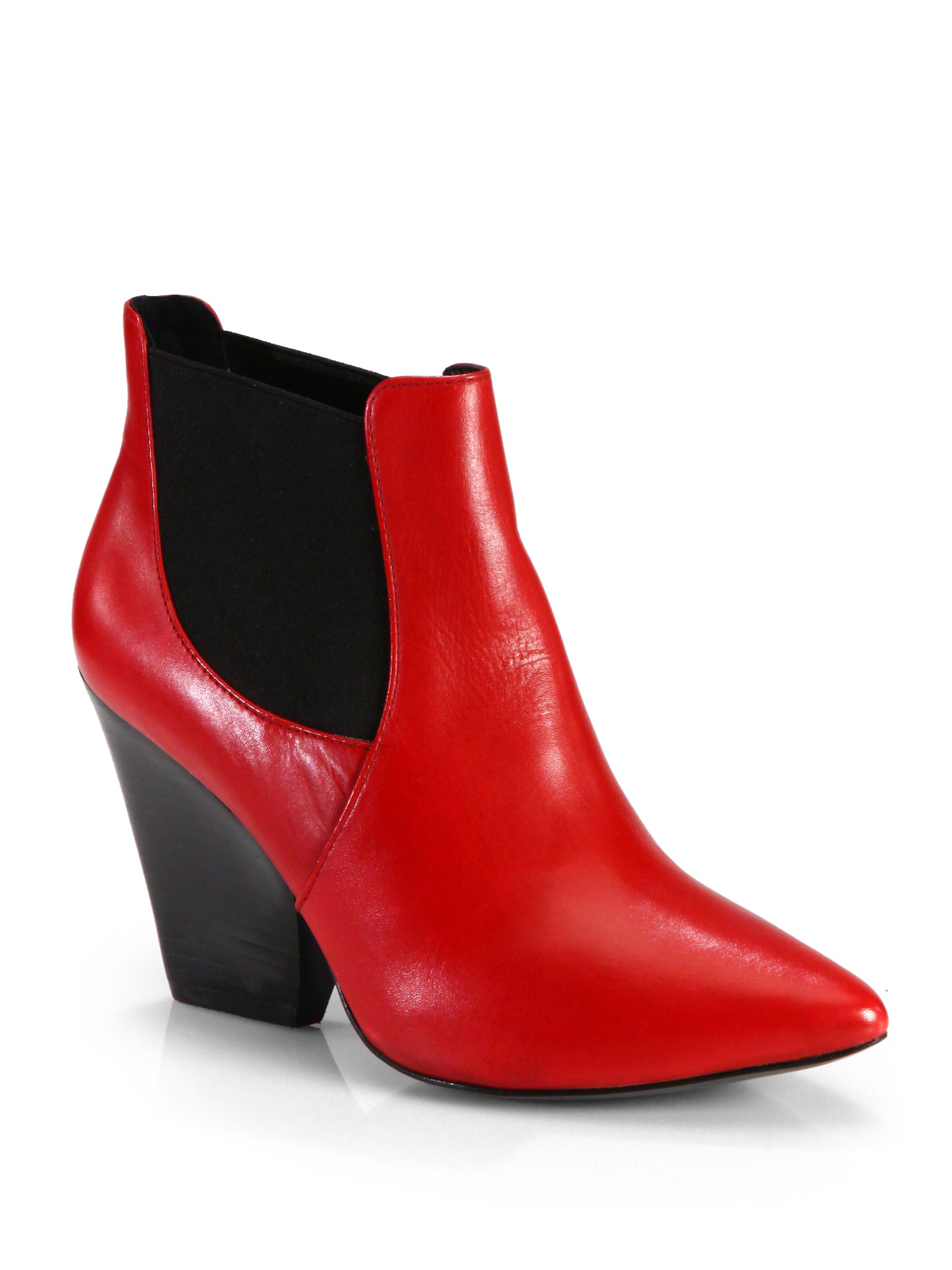 Pour La Victoire Point Toe Ankle Boots in Red | Lyst