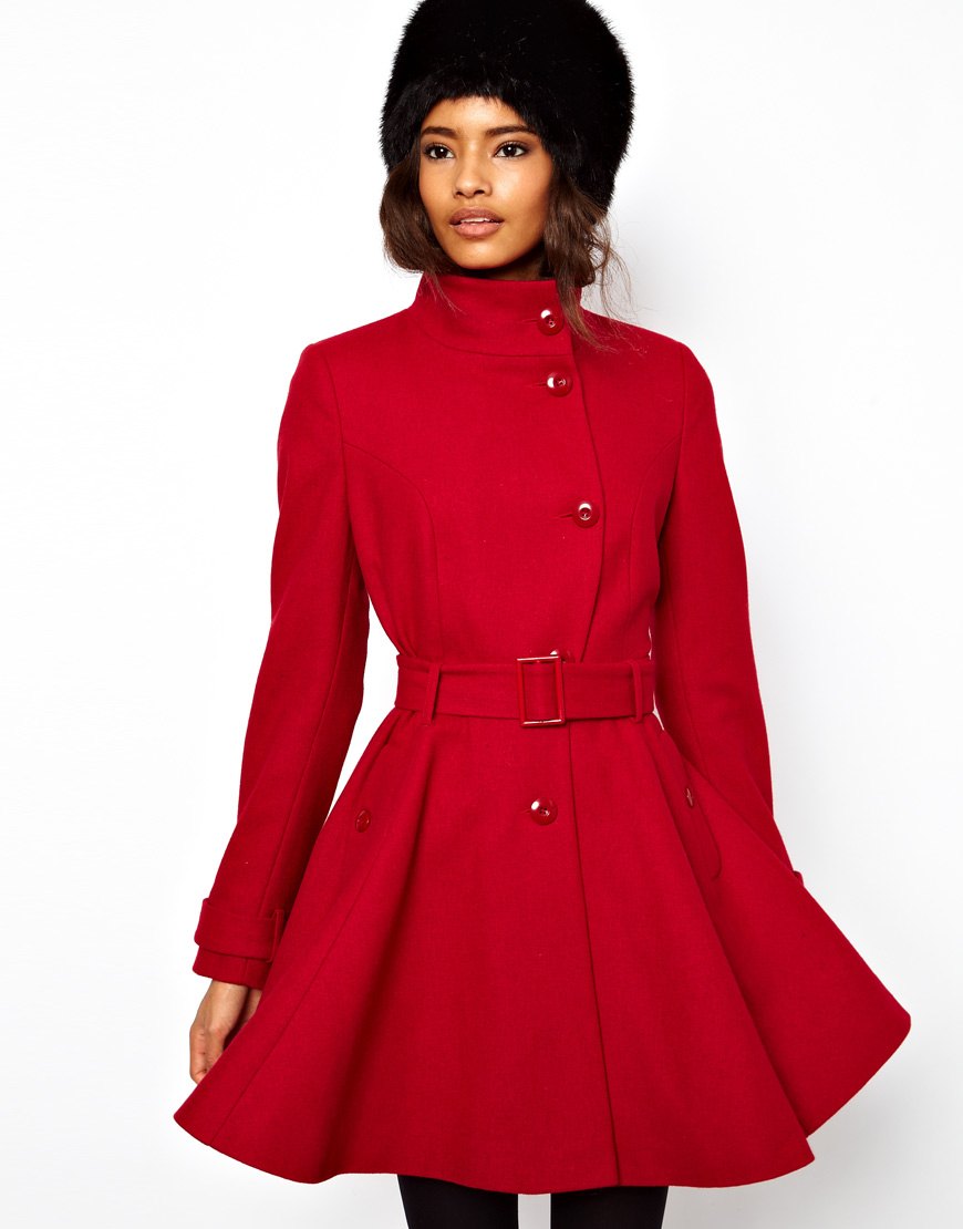 Red fit and flare coat best sale