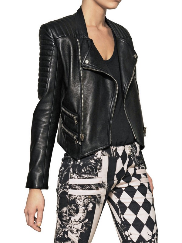 Balmain Black Nappa Leather Biker Jacket