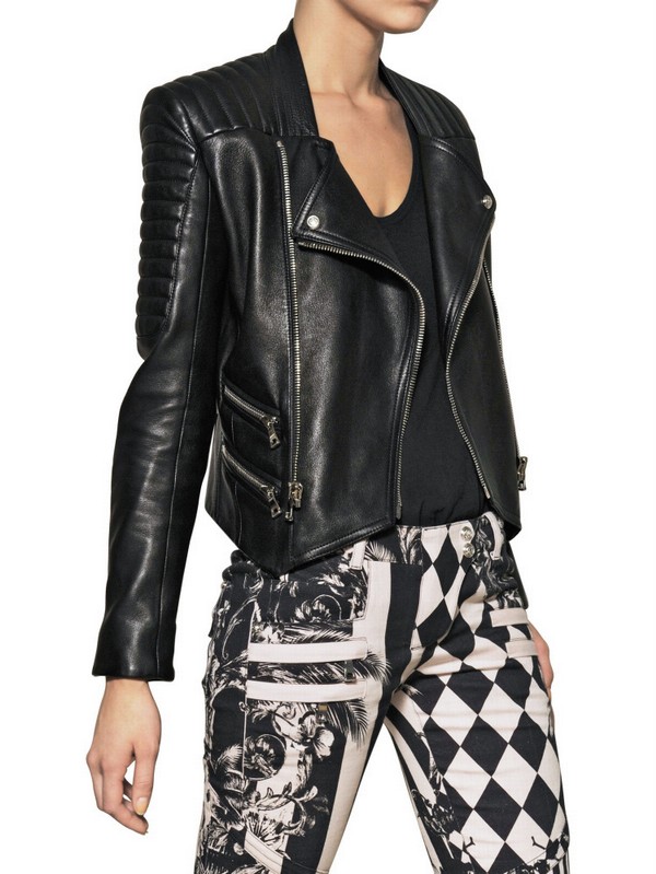 Balmain Nappa Leather Biker Jacket in Black - Lyst