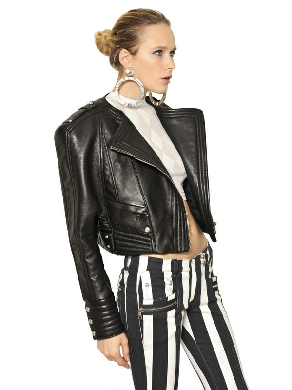 Balmain Black Nappa Leather Biker Jacket