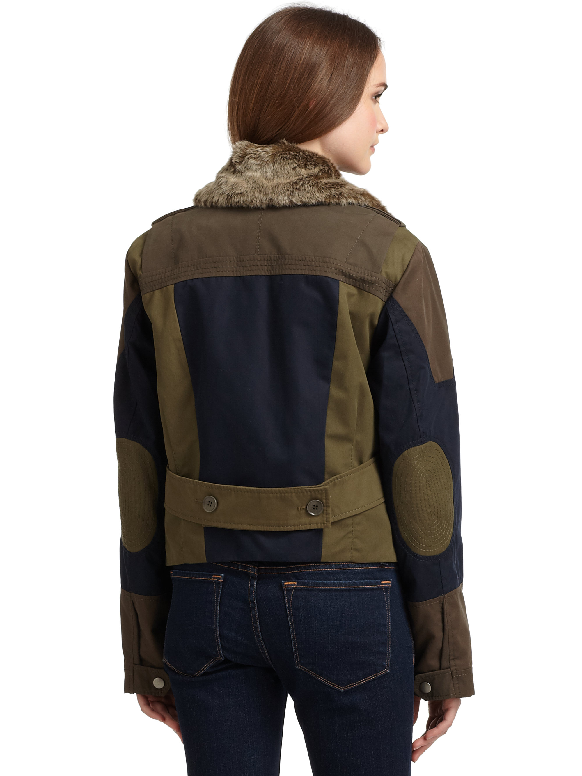 Download BCBGMAXAZRIA Aundrea Khaki Colorblock Jacket in Olive ...