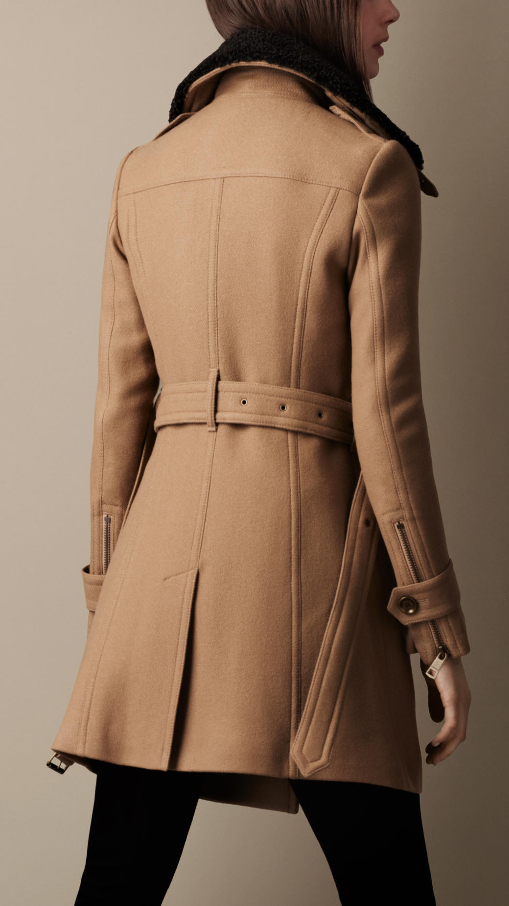Lyst - Burberry Brit Midlength Double Wool Twill Throat Latch Trench ...