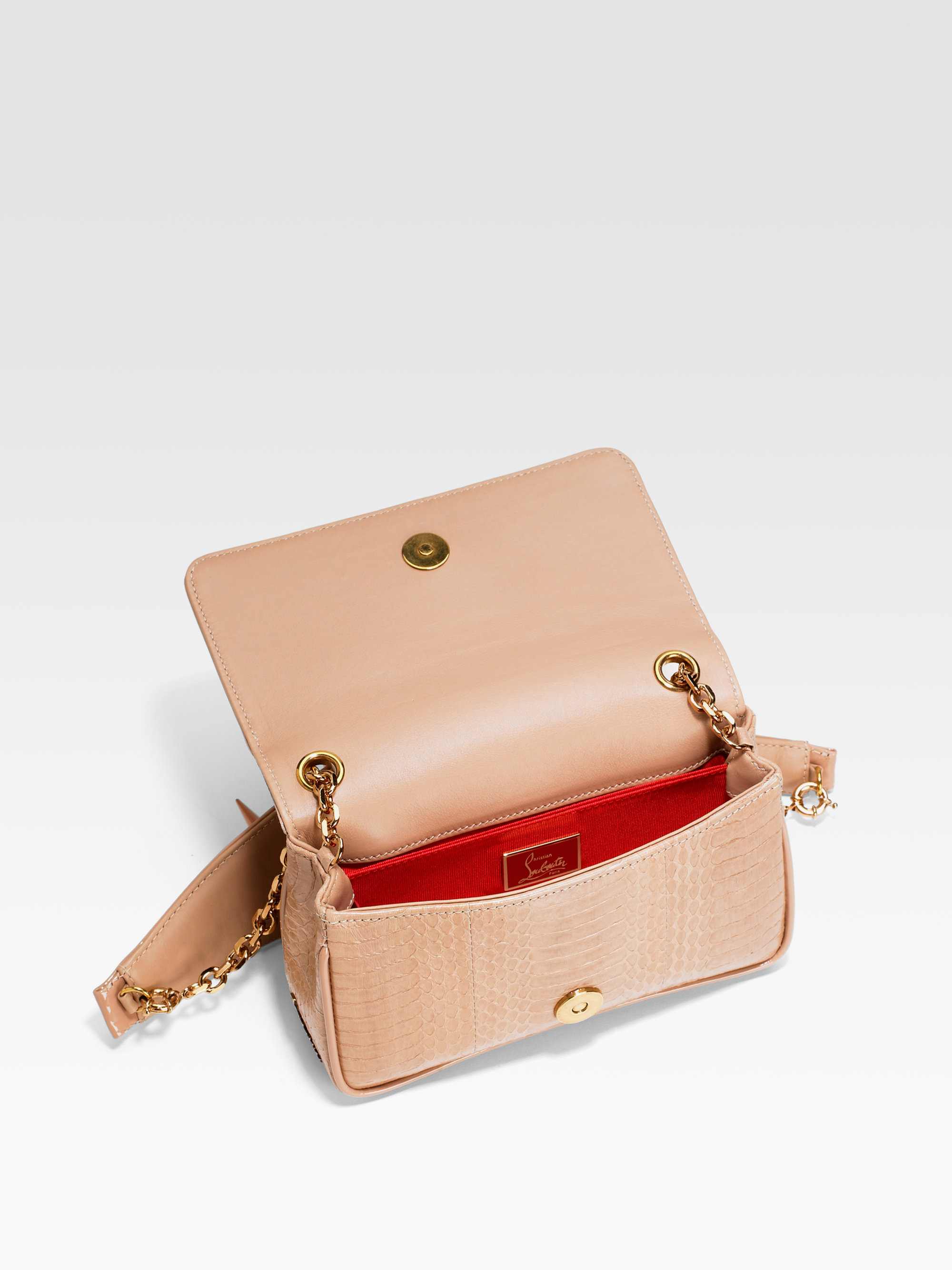 Christian Louboutin Artemis Python Spike Shoulder Bag in Nude (Brown