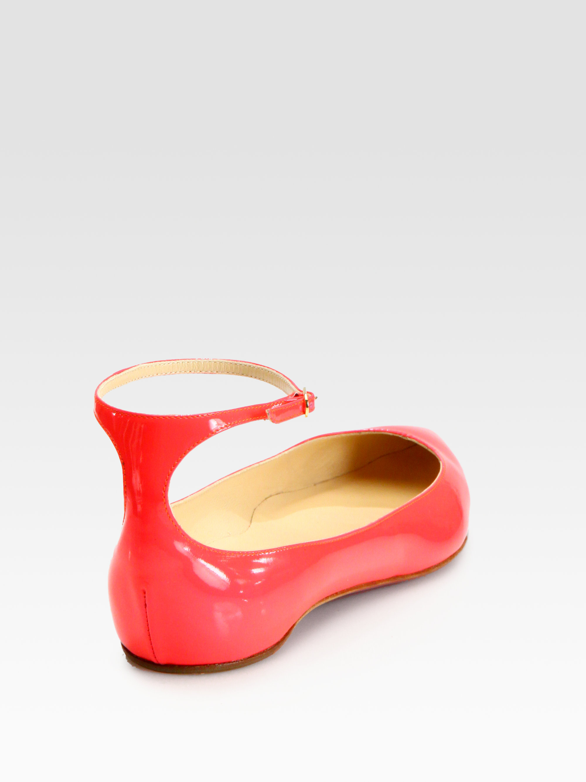 christian louboutin patent leather bow ballet flats - Obsidian ...