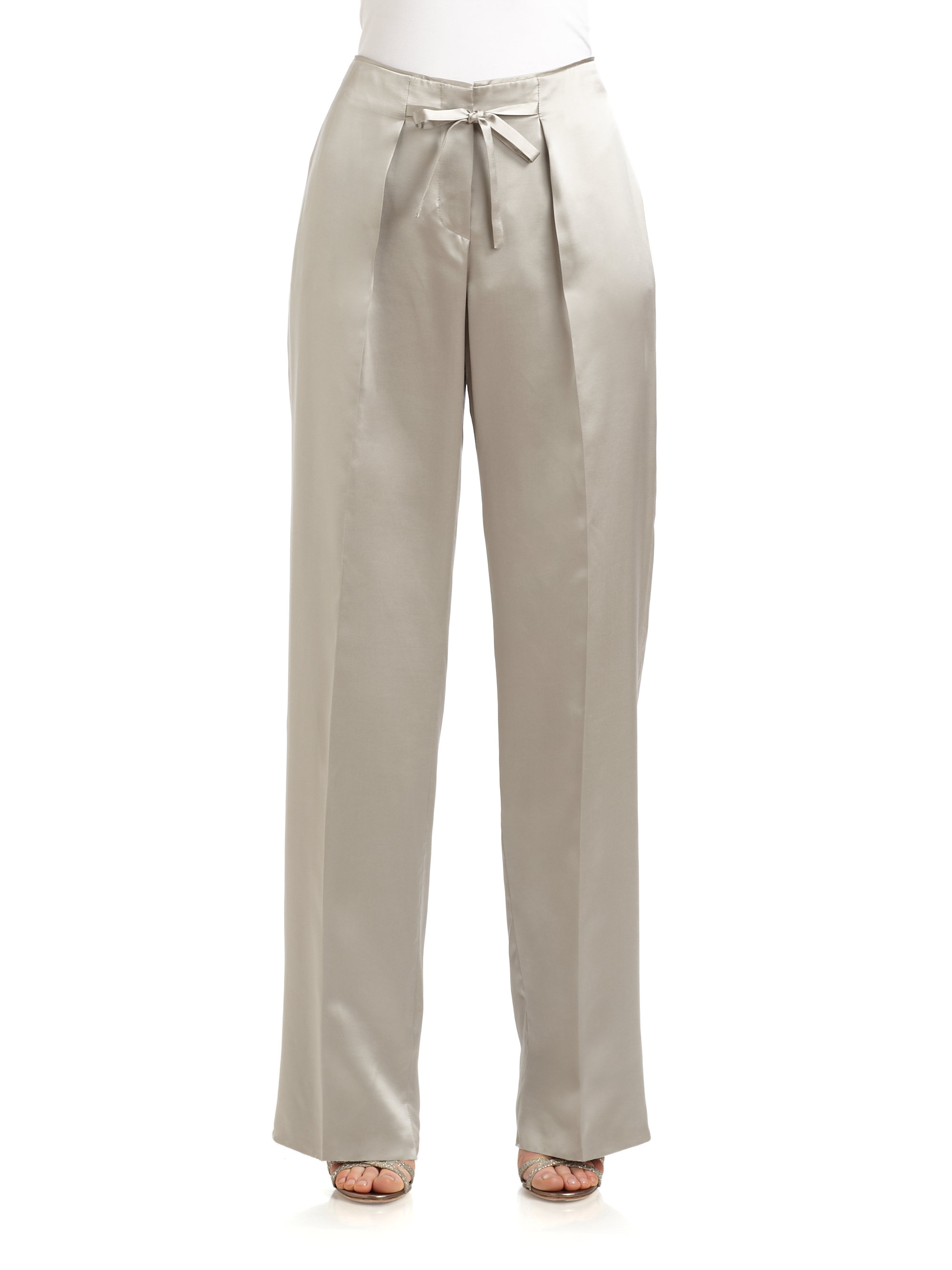 Giorgio Armani Silk Pants in Silver 