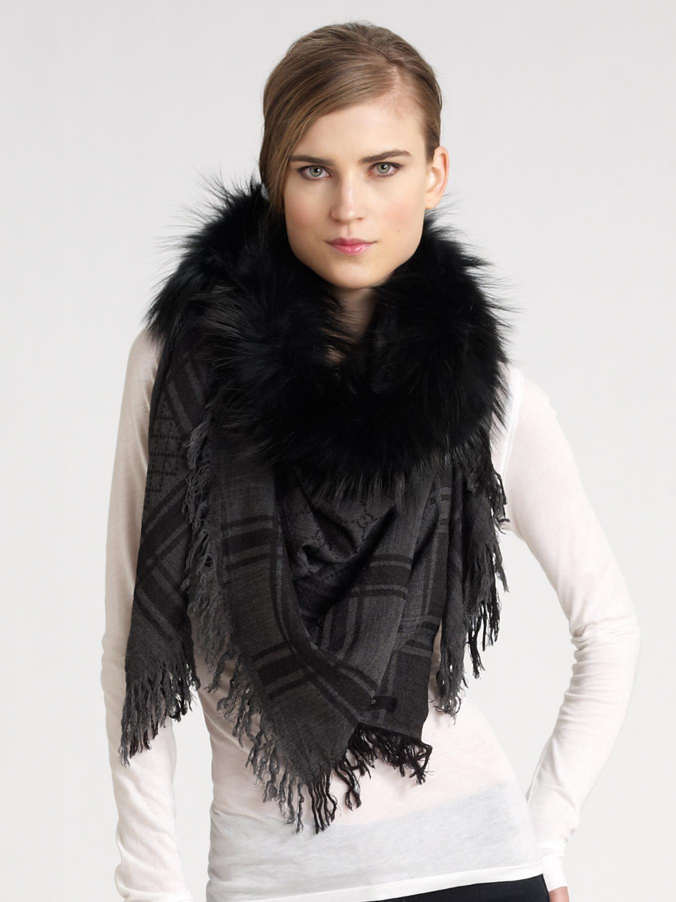gucci shawl with fur trim