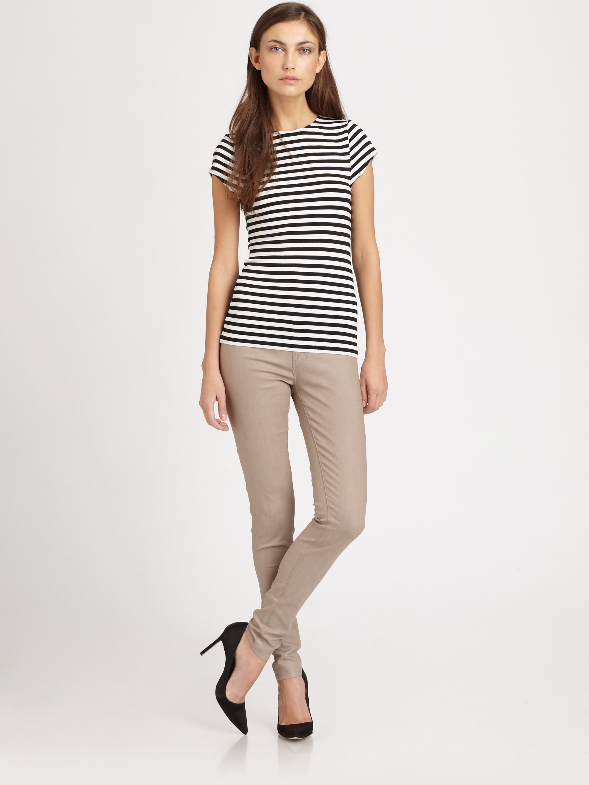 J Brand Coated Kenya Skinny Jeans in Beige Lyst