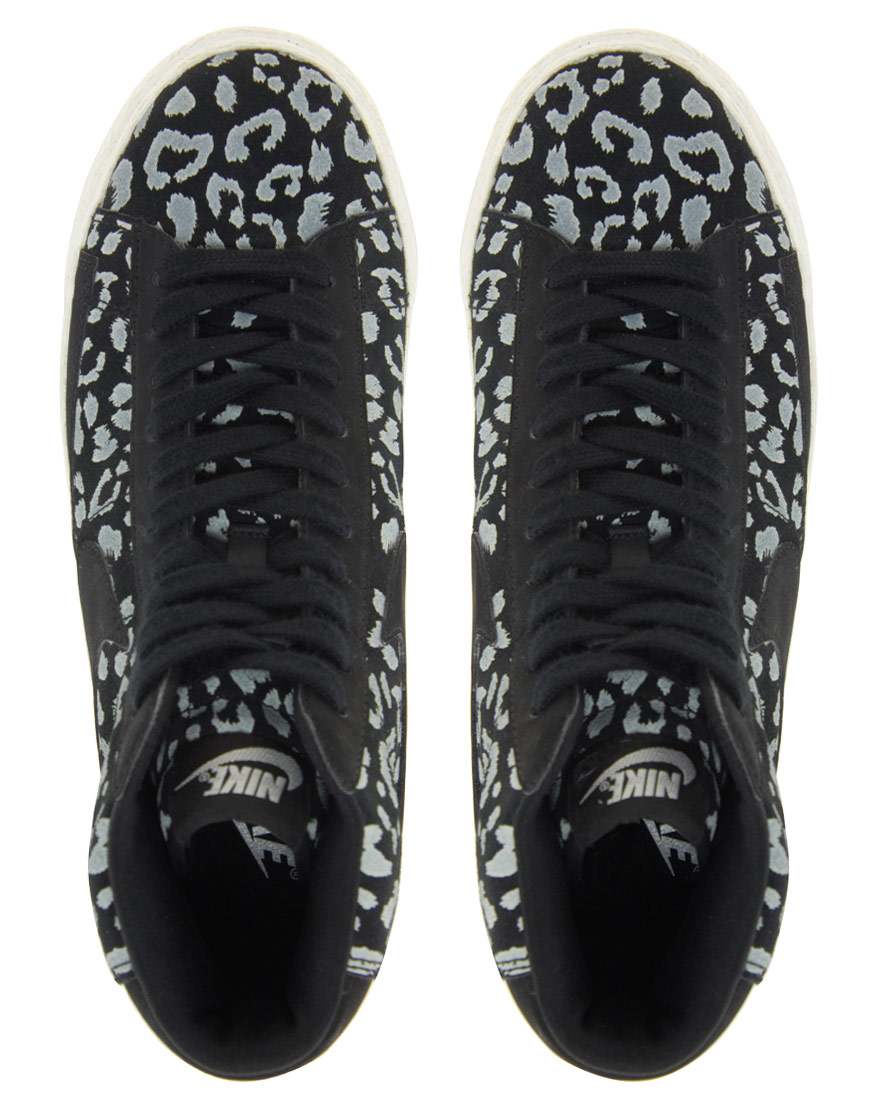 Nike Blazer Mid Black Leopard Print Trainers | Lyst