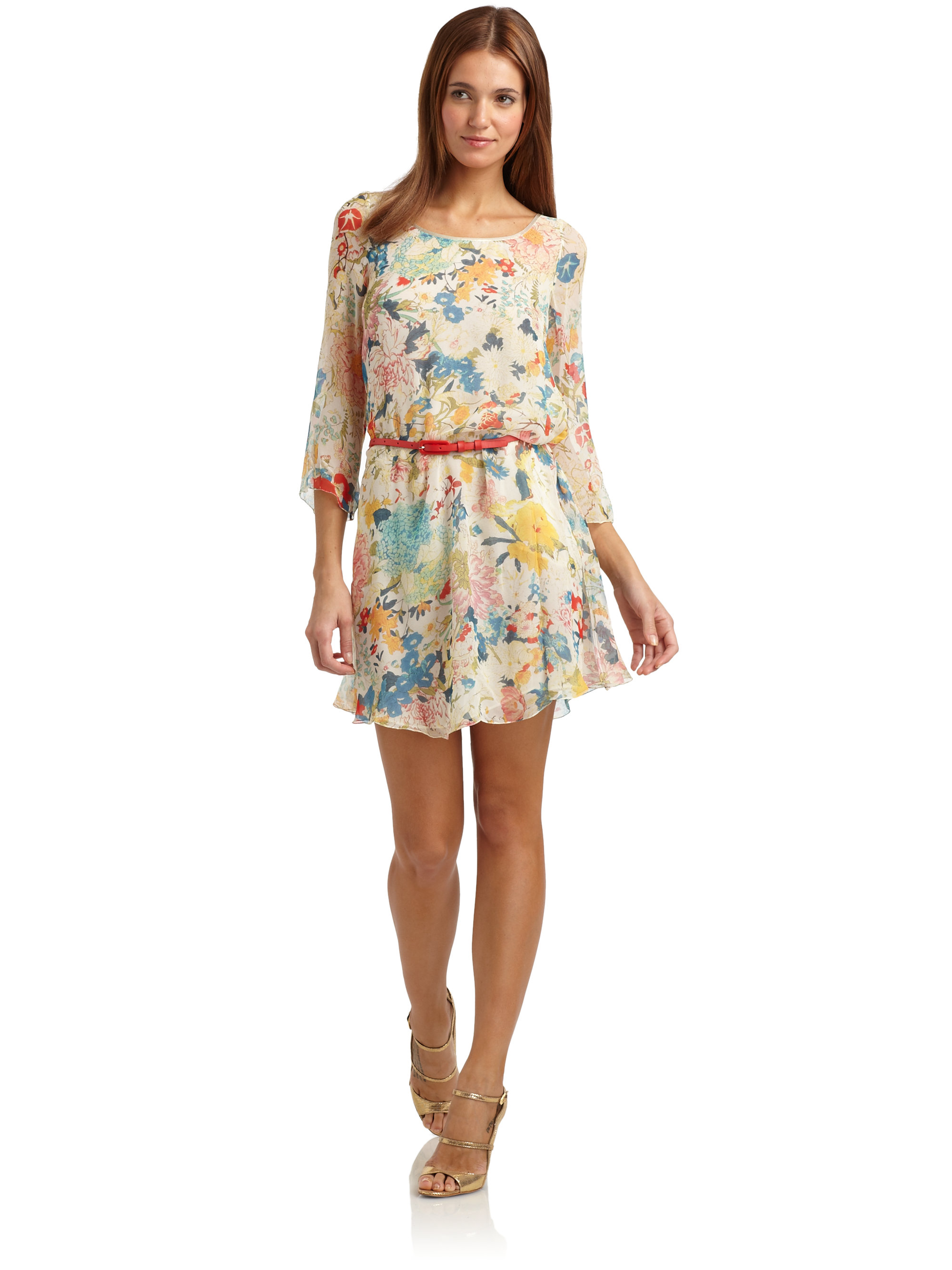 belted floral dress