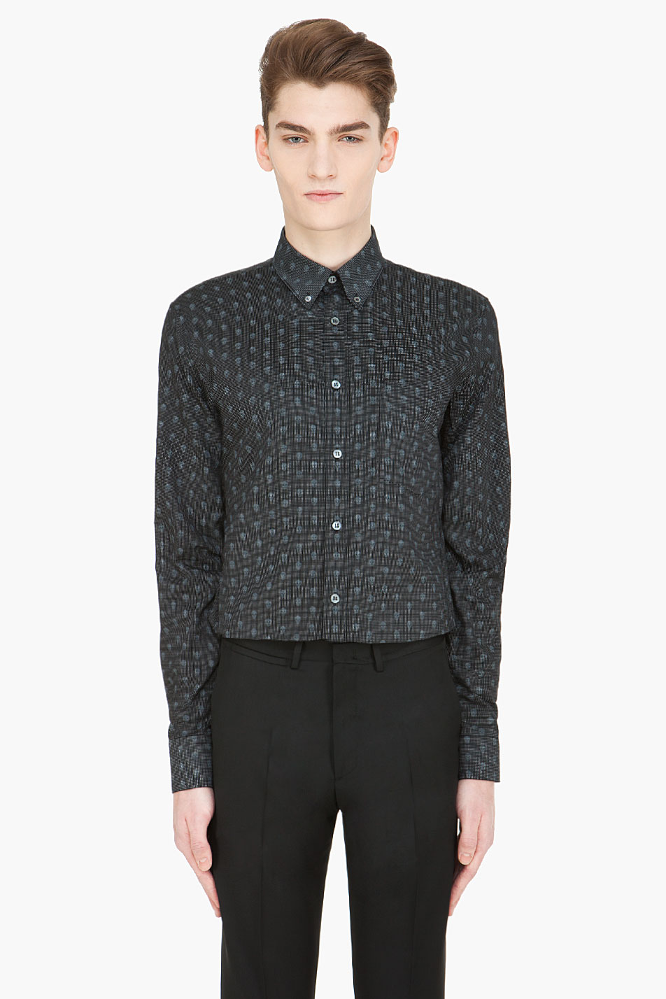 Alexander mcqueen Black Tonal Skull Button Down Shirt in Gray for Men