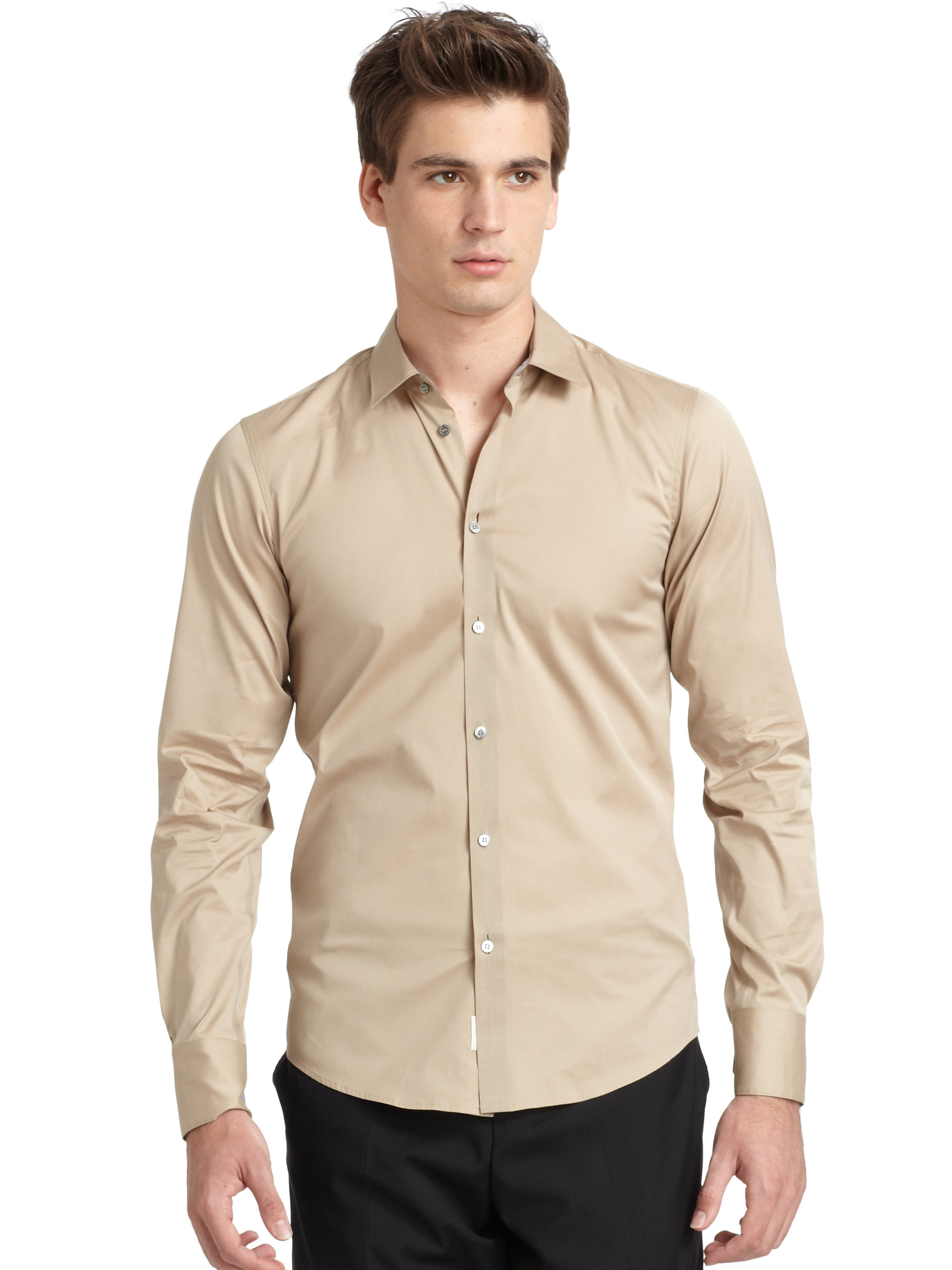 WSPLYSPJY Mens Long Sleeve Solid Lapel Slim Fit Button Down Dress Shirts 