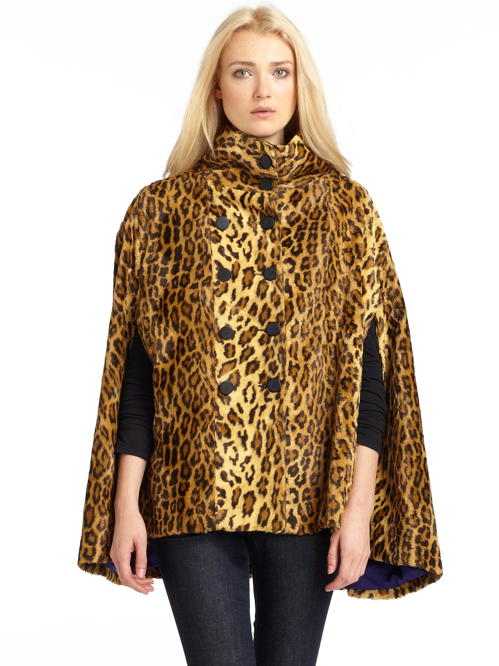 leopard cape coat