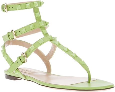 Valentino Studded Strap Sandals in Green | Lyst