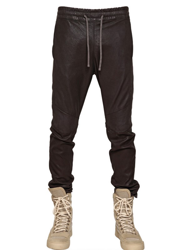 Balmain Nappa Leather Jogging Pants in Black for Men - Lyst