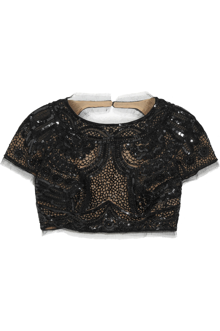 Emilio Pucci Sequined Tulle Cropped Top in Black - Lyst