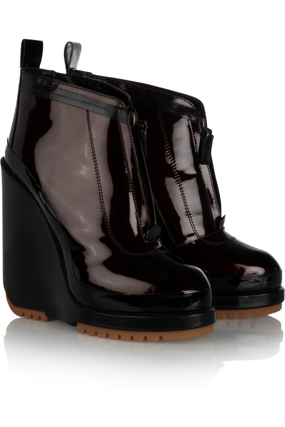 patent leather wedge boots