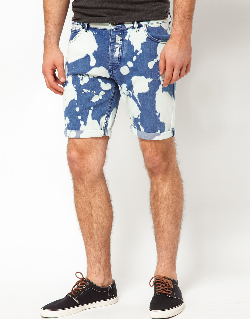 bleached denim shorts