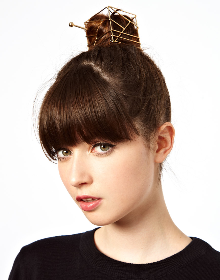 Asos Square Cage Bun Holder In Gold Metallic Lyst