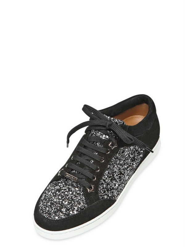 jimmy choo black sparkly trainers