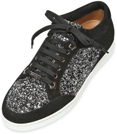 jimmy choo miami black suede and patent trainers