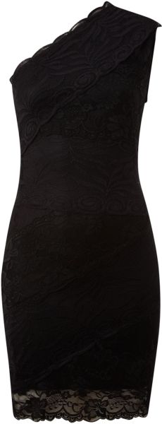 Ax Paris One Shoulder Lace Dress in Black | Lyst